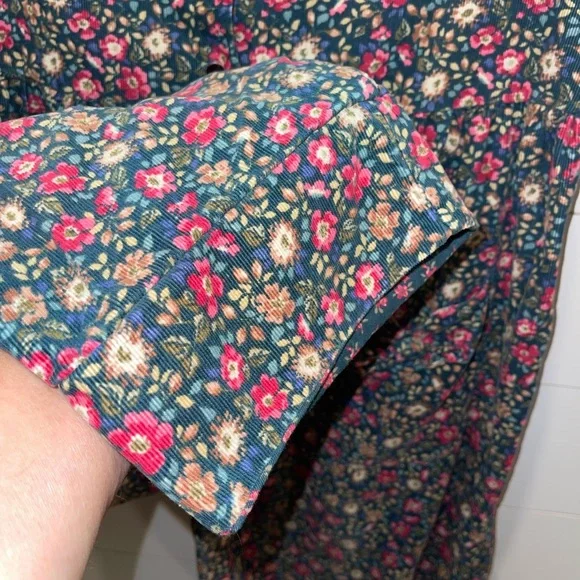 Laura Ashley Mother & Child Floral Corduroy Romper Jumpsuit Adult Size Large - Picture 6 of 9